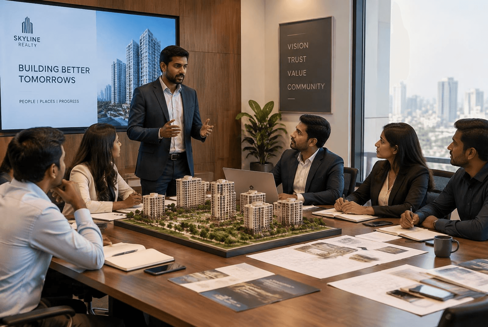 Real estate team in a corporate training session